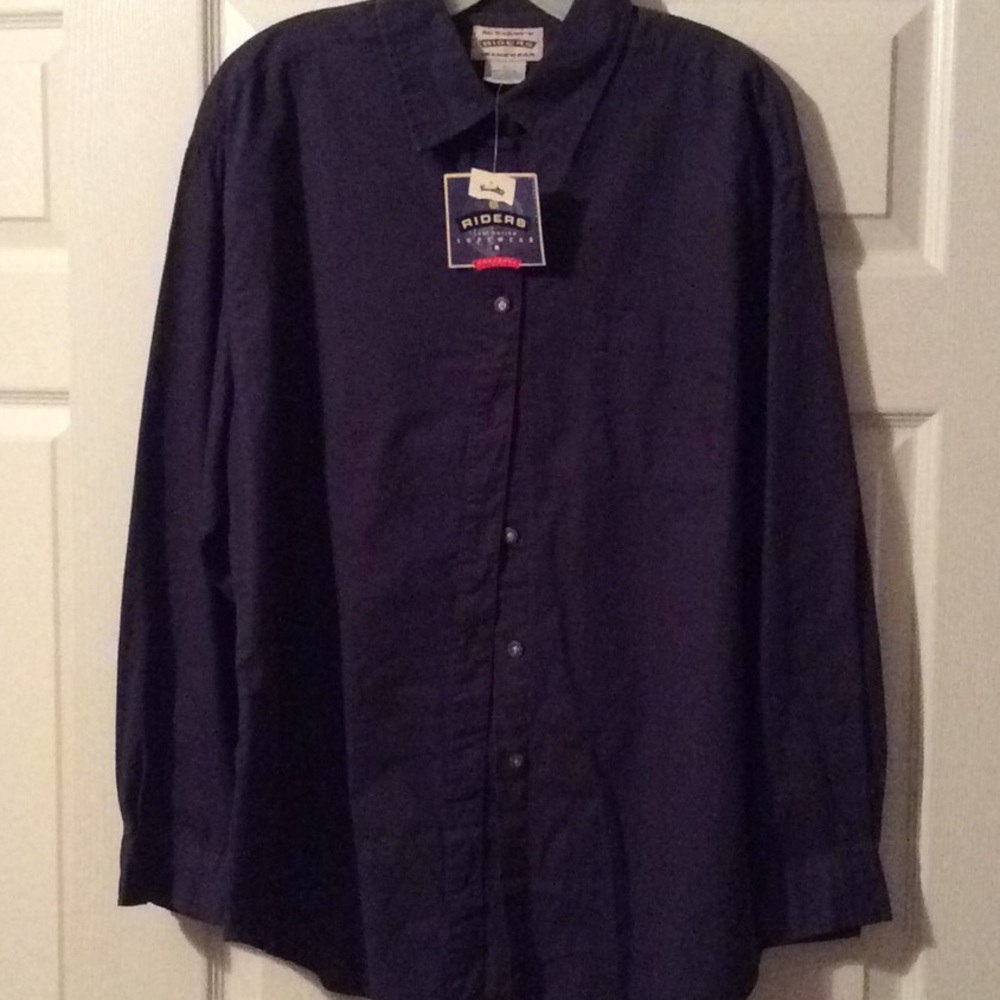Navy long sleeve button down shirt nwt Size L